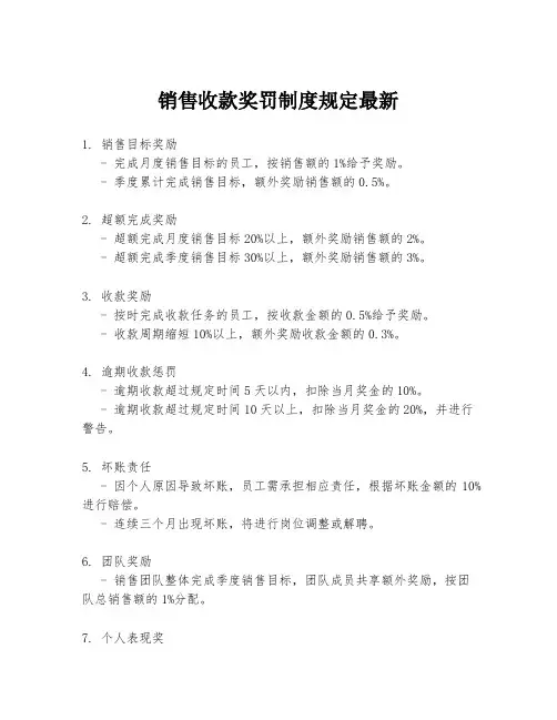 销售收款奖罚制度规定最新