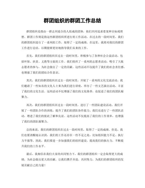 群团组织的群团工作总结
