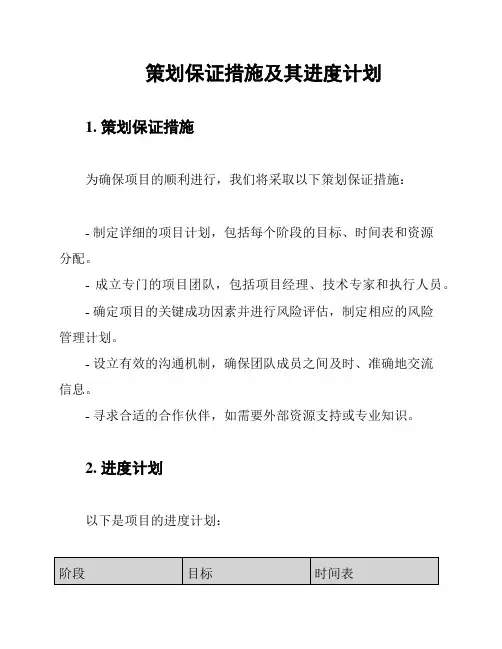 策划保证措施及其进度计划
