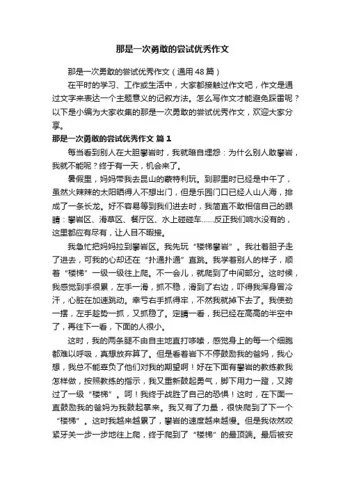 那是一次勇敢的尝试优秀作文