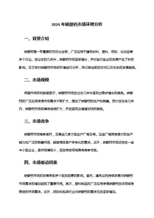 2024年碳酸钙市场环境分析