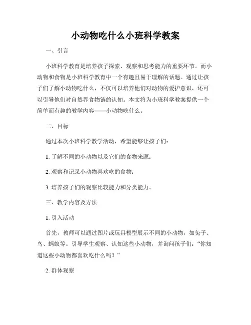 小动物吃什么小班科学教案