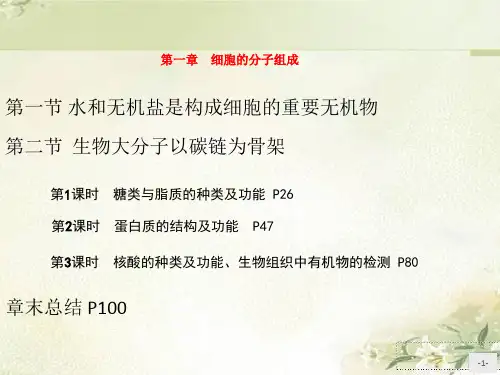 新教材浙科版高中生物必修1分子与细胞第一章细胞的分子组成 教学课件