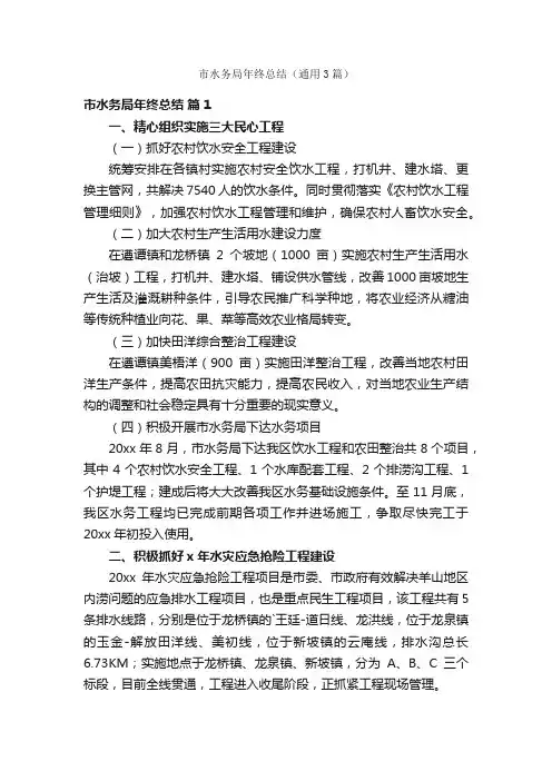 市水务局年终总结（通用3篇）