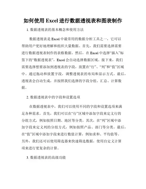 如何使用Excel进行数据透视表和图表制作
