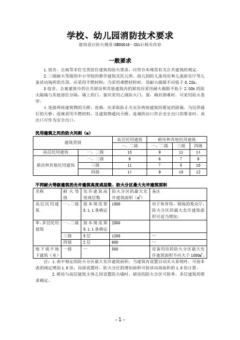 学校幼儿园消防技术要求(1)