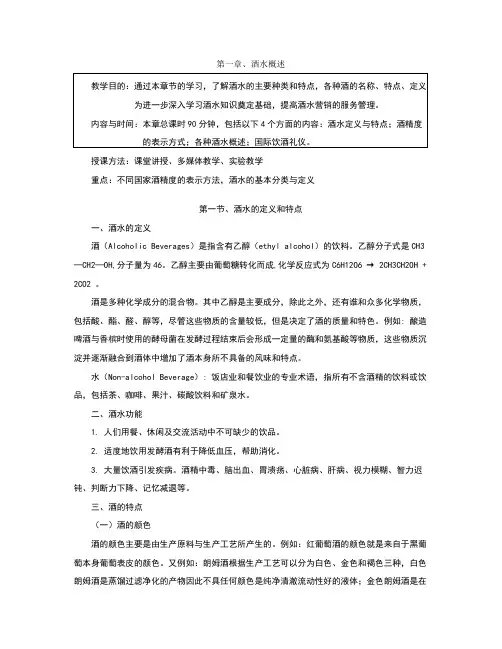 酒水教案