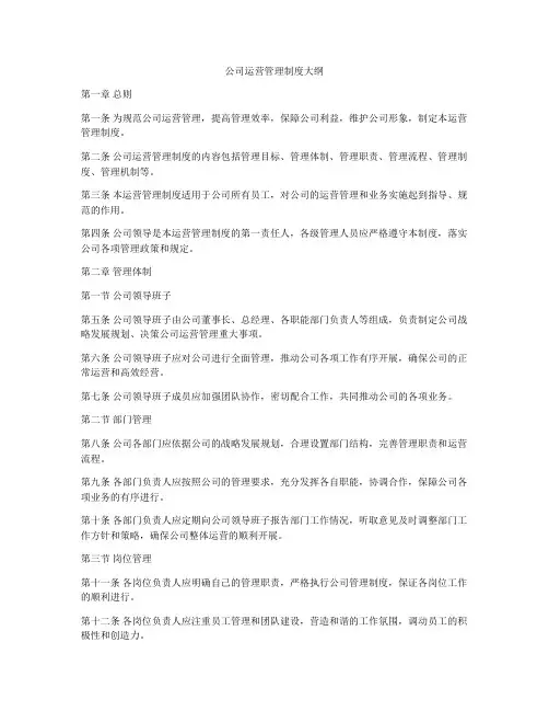 公司运营管理制度大纲