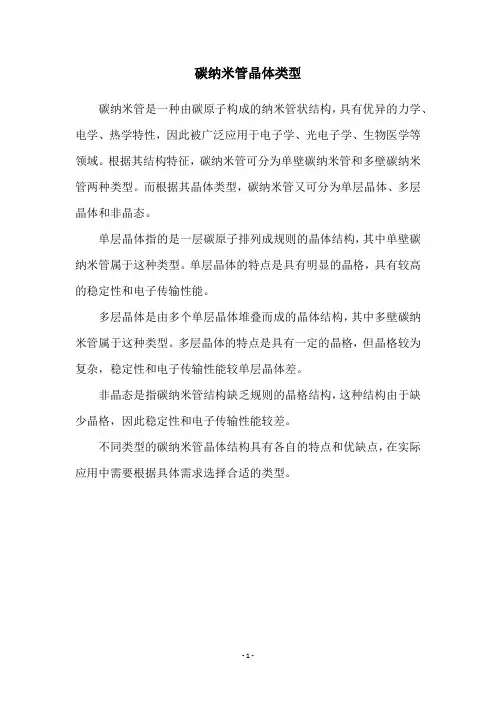 碳纳米管晶体类型