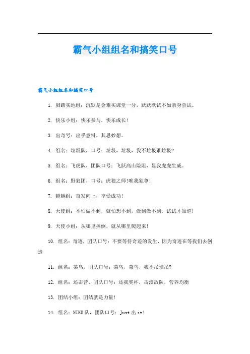 霸气小组组名和搞笑口号