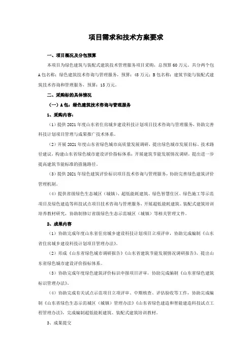 项目需求和技术方案要求