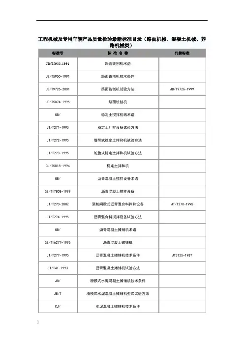 工程机械标准