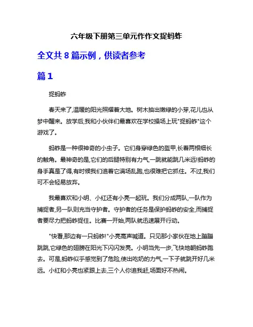 六年级下册第三单元作作文捉蚂蚱