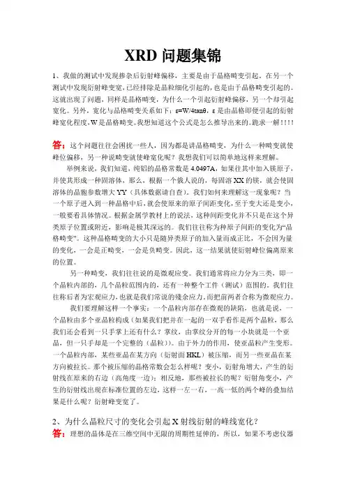 XRD问题集锦