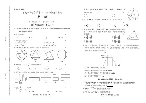 2017年黑龙江省哈尔滨市中考数学试卷 (1)