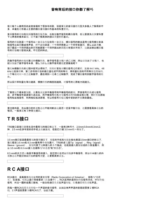 音响背后的接口你都了解吗