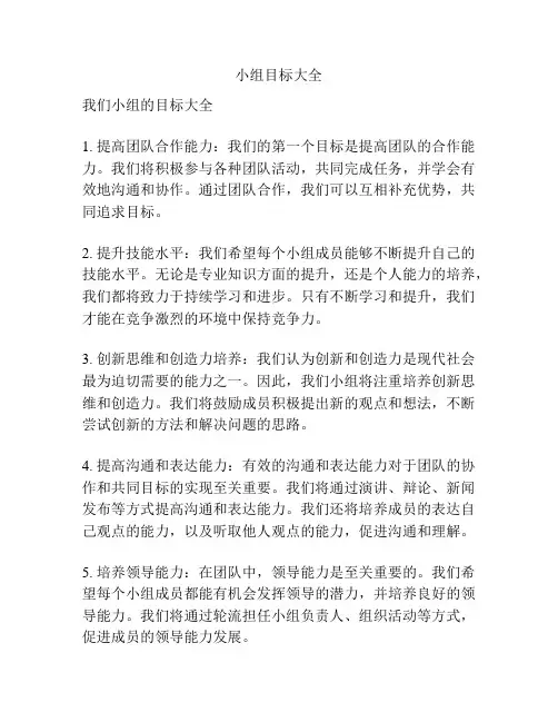小组目标大全