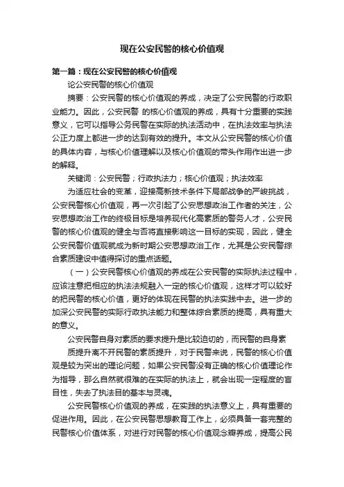 现在公安民警的核心价值观