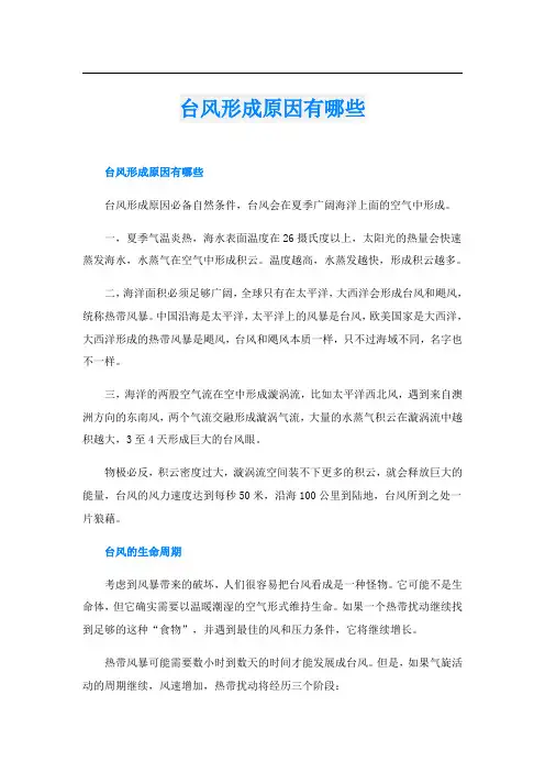 台风形成原因有哪些