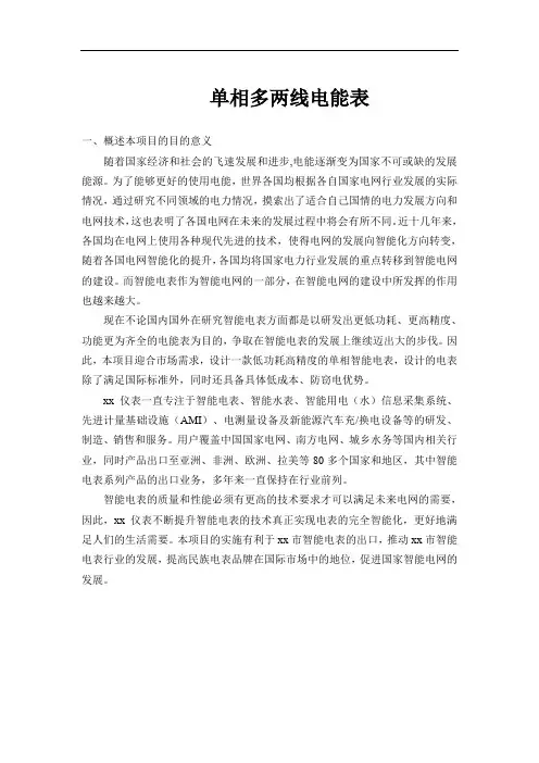 单相电能表项目报告