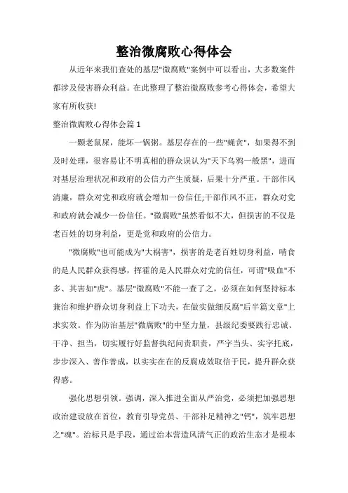  整治微腐败心得体会