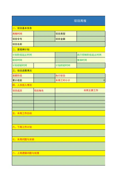 项目周报可编辑模板