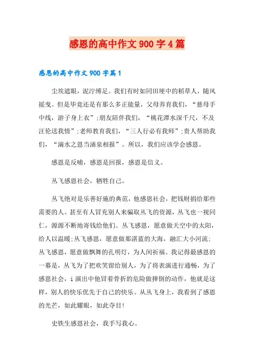 感恩的高中作文900字4篇