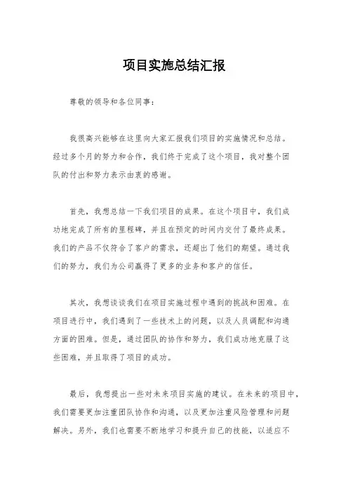 项目实施总结汇报
