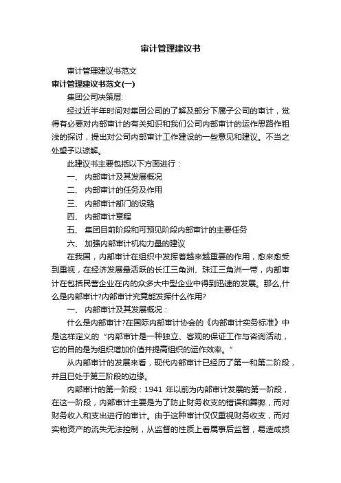 审计管理建议书范文