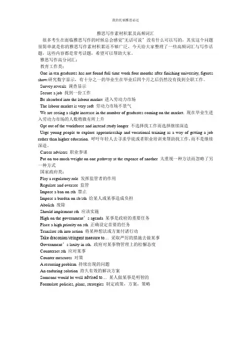 雅思写作素材积累及高频词汇