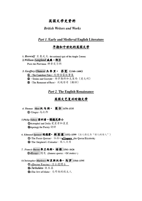 英国文学史资料