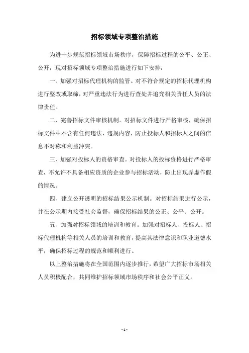 招标领域专项整治措施