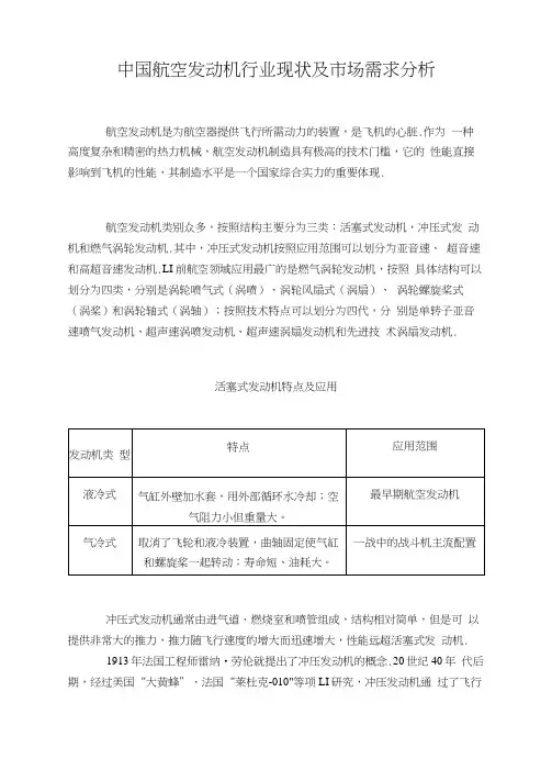 我国航空发动机行业现状及市场需求分析