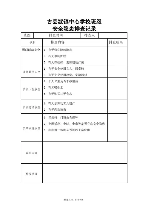 班级安全隐患排查记录
