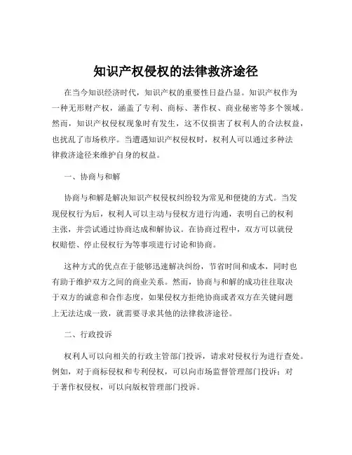 知识产权侵权的法律救济途径