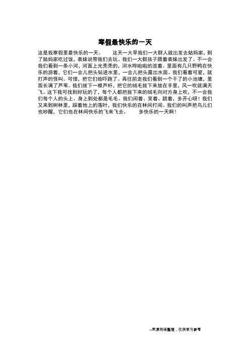 寒假最快乐的一天_叙事作文