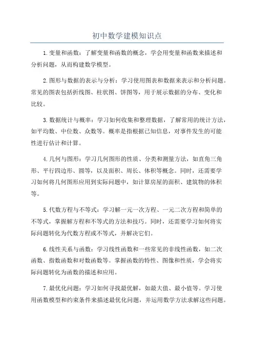 初中数学建模知识点