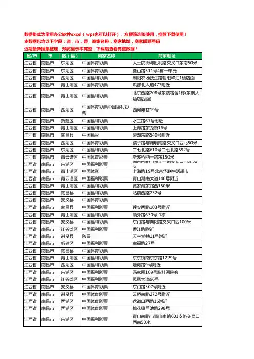 2020新版江西省南昌市彩票工商企业公司商家名录名单联系电话号码地址大全908家