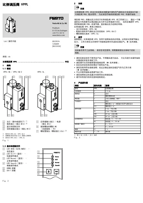 比例调压阀 VPPL 操作手册说明书