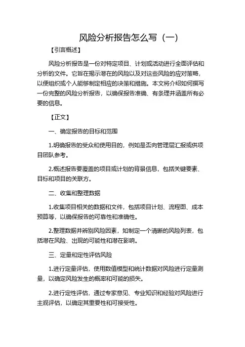 风险分析报告怎么写(一)
