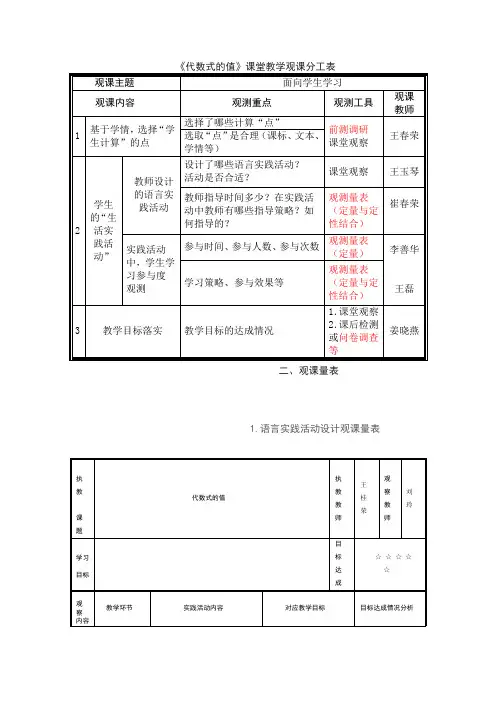 观课量表