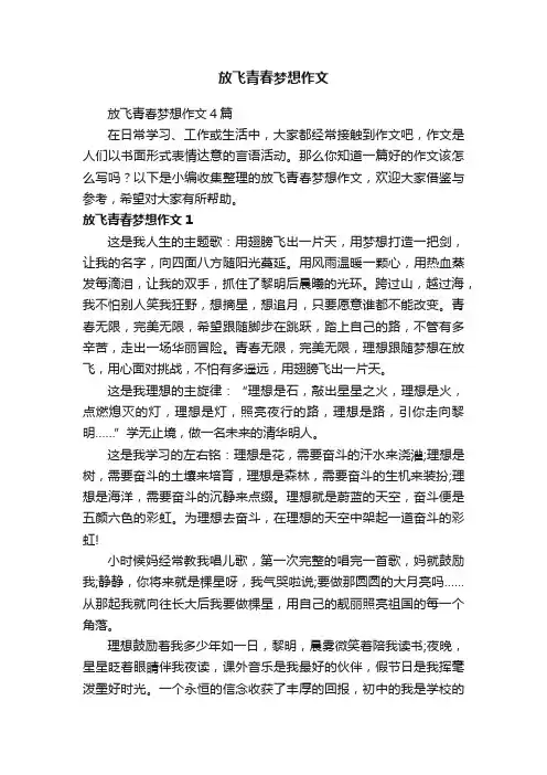 放飞青春梦想作文4篇