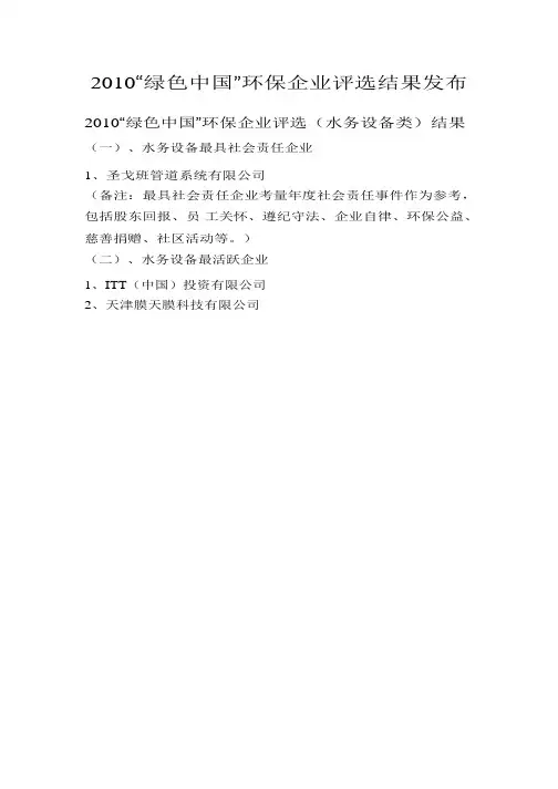 全国环保企业排名