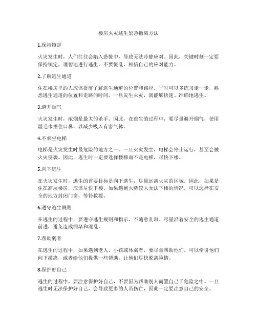 楼房火灾逃生紧急撤离方法