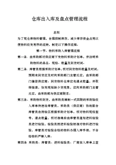 工厂仓库出入库管理流程图