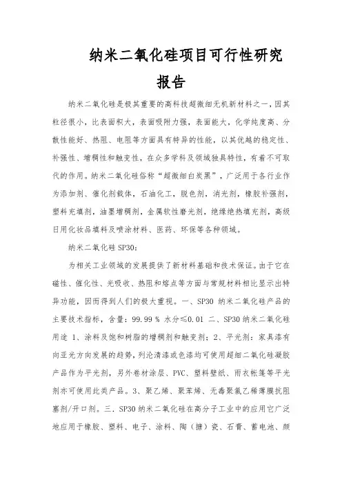 纳米二氧化硅项目可行性实施报告