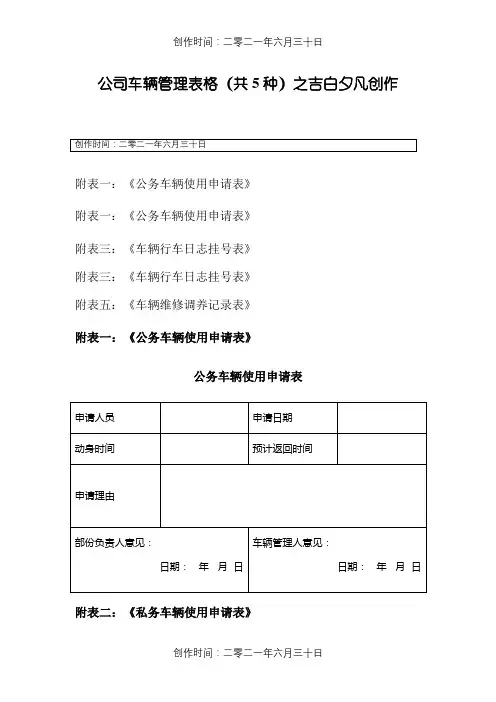 公司车辆管理表格(共5种)