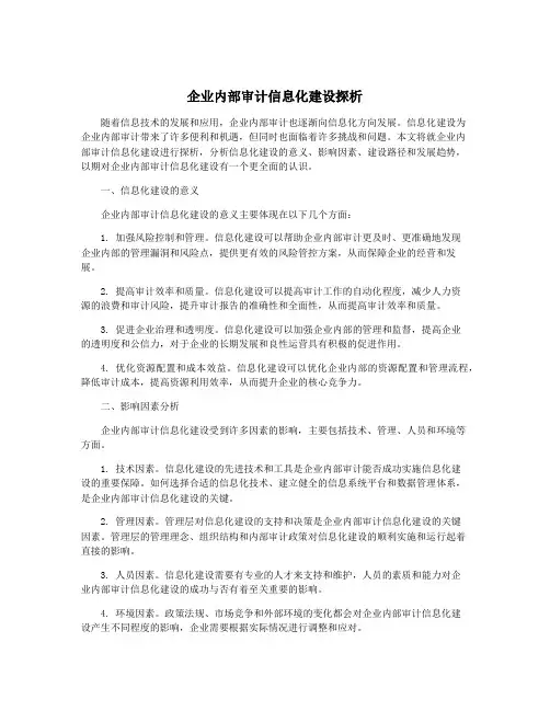 企业内部审计信息化建设探析