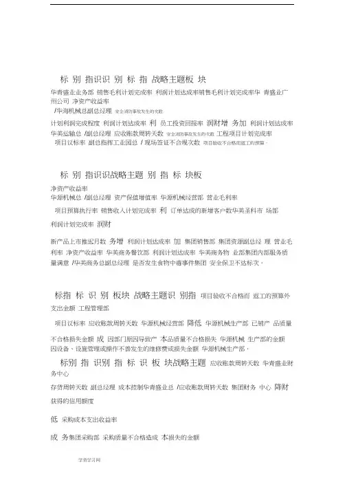 战略地图指标分解