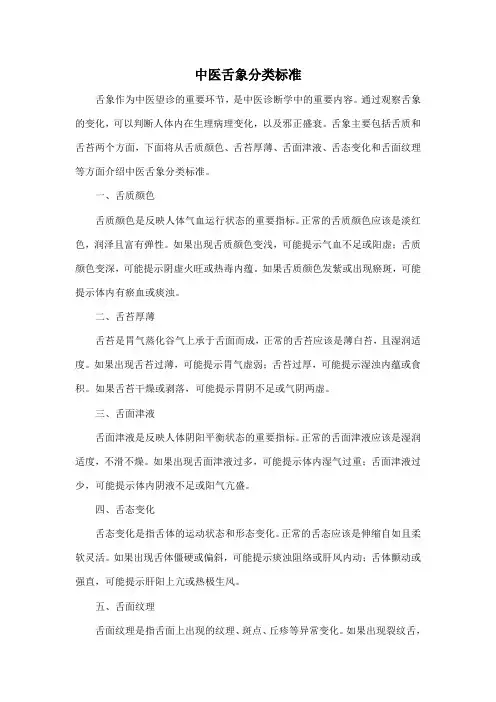 中医舌象分类标准